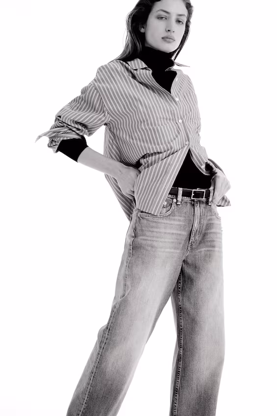 Джинсы wide high