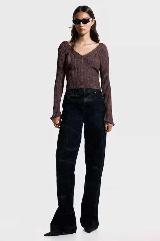 Блестящая свитер в рубчик h&m