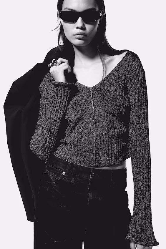 Блестящая свитер в рубчик h&m