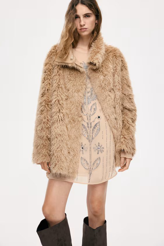 Пальто до колен с высоким воротником h&m