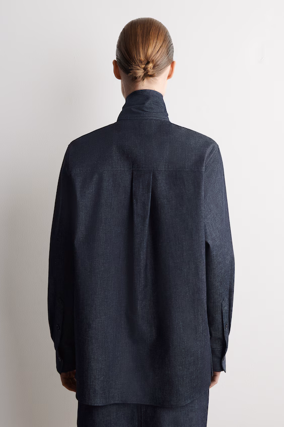 Рубашка джинсовая с деталями бантом