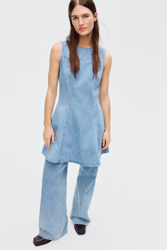 Платье из джинсы со скатертью