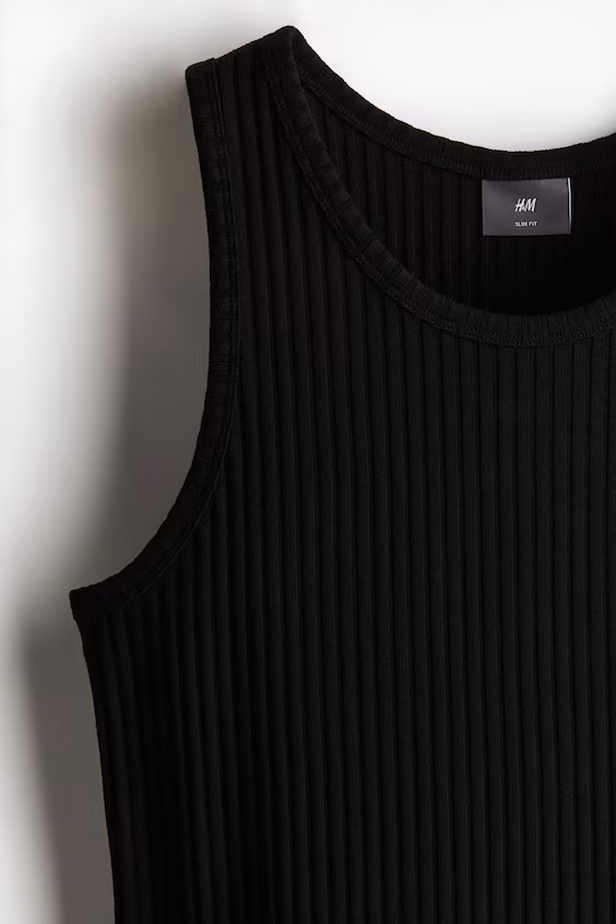 Топ без рукавов из рубчика slim fit