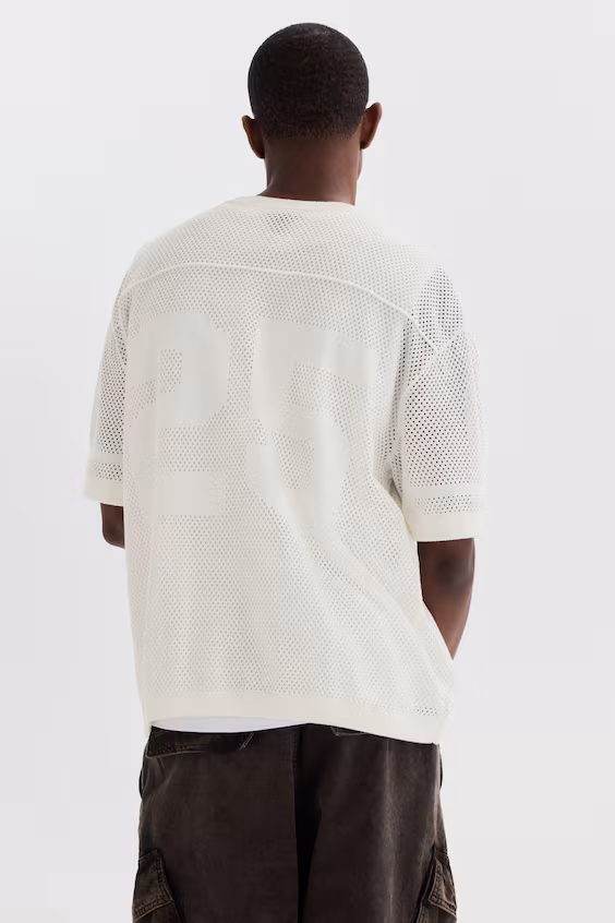 Футболка в стиле бокси из сетчатого материала с посадкой relax fit