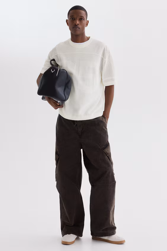 Футболка в стиле бокси из сетчатого материала с посадкой relax fit