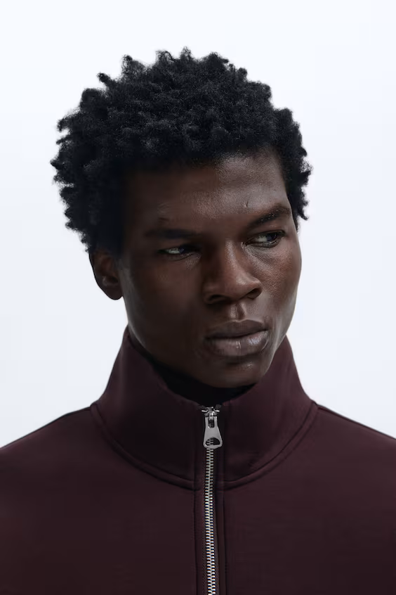 Худи свободного кроя из неопрена с застёжкой-молнией