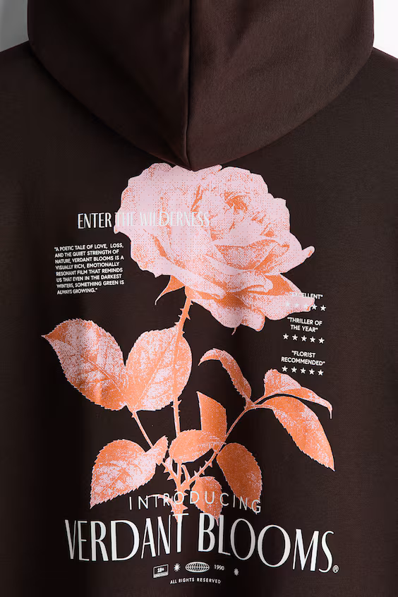 Худи свободного кроя с капюшоном и принтом