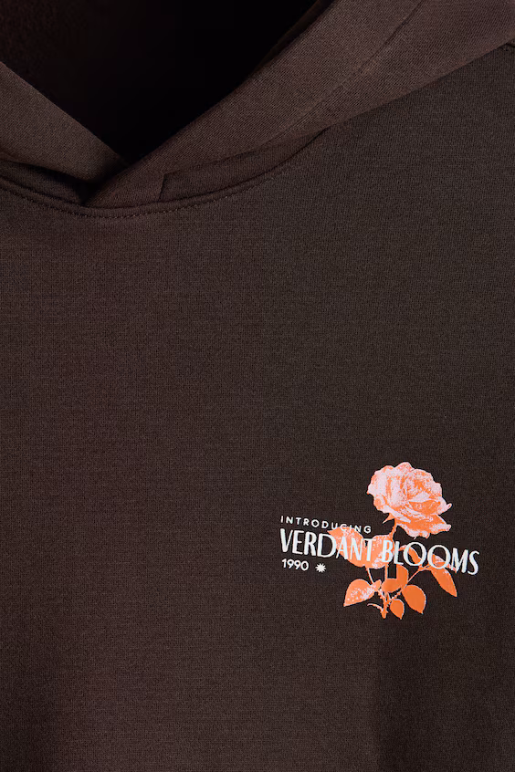 Худи свободного кроя с капюшоном и принтом