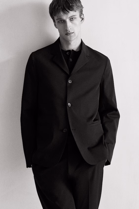 Неструктурированный облегающий блейзер из технической саржи