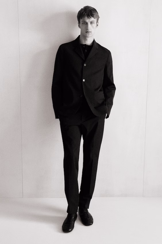 Неструктурированный облегающий блейзер из технической саржи