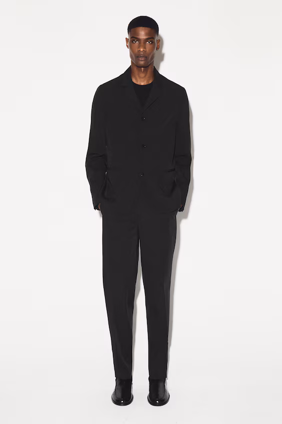 Неструктурированный облегающий блейзер из технической саржи