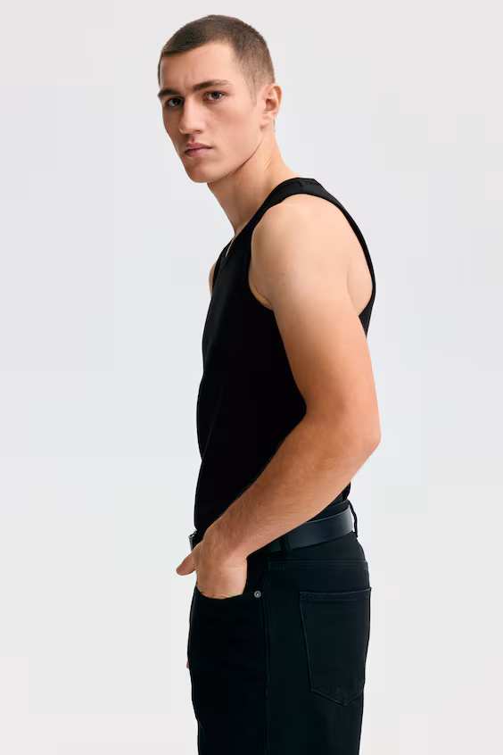 Топ без рукавов из рубчика slim fit