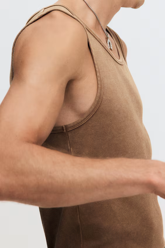 Топ без рукавов из рубчика slim fit