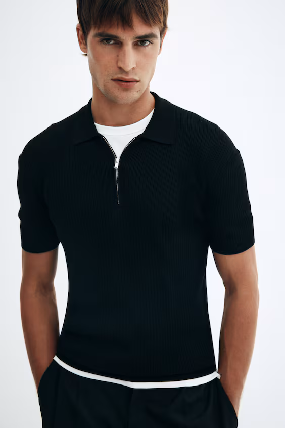 Поло slim fit с молнией