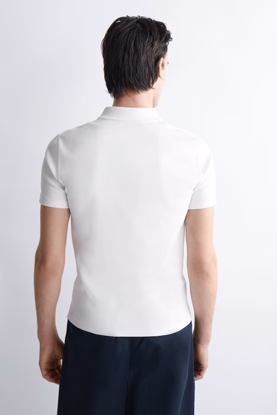 Поло из рубчика хлопковое с облегающим силуэтом