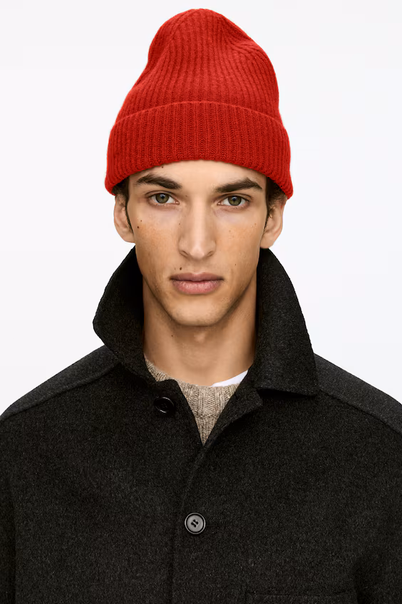 Шапка из шерсти с рубчиком h&m