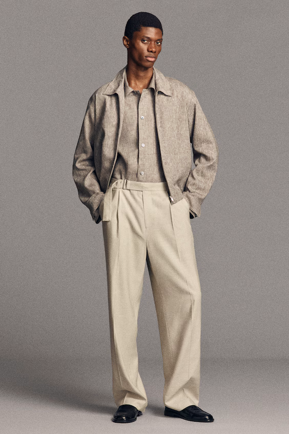 Широкие льняные брюки с поясом