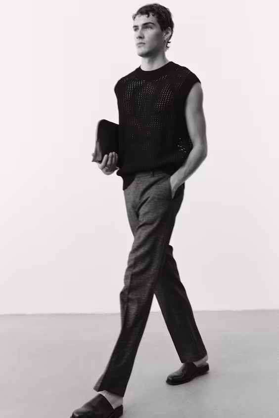 Брюки классические из смеси льна regular fit