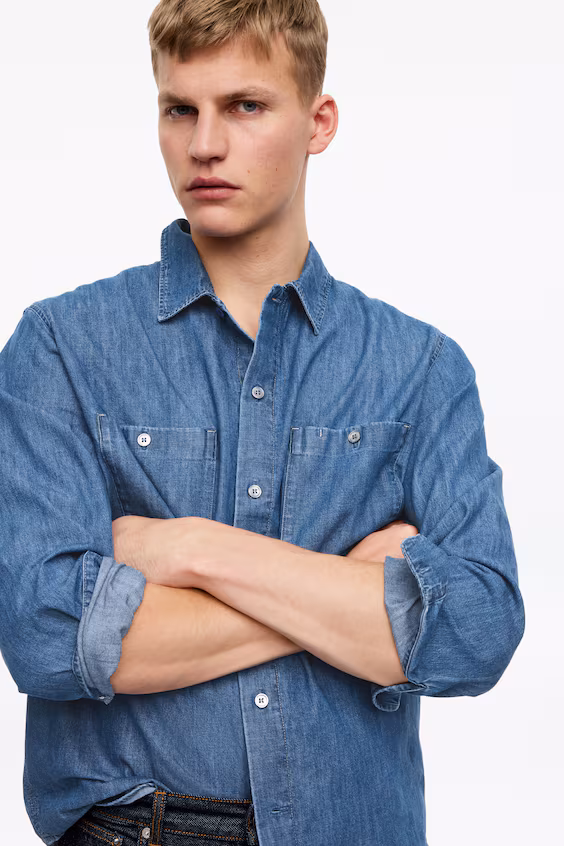 Кэжуал джинсовая рубашка