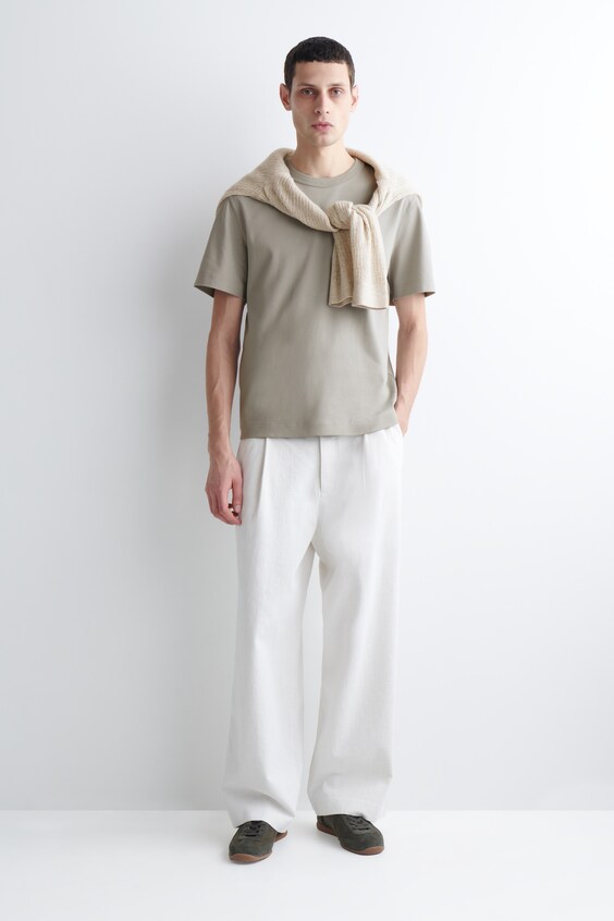 Футболка из хлопкового интерлока с круглым вырезом