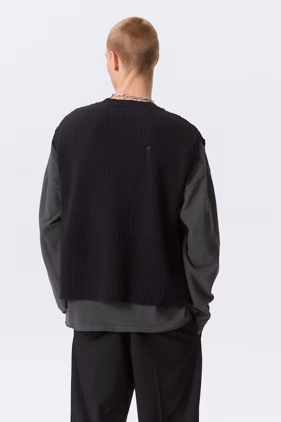 Релаксированный жакет из тряпичной пряжи с эффектом износа