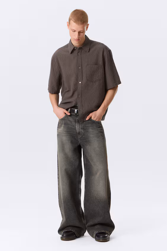 Рубашка с коротким рукавом из хлопка с комфортным кроем