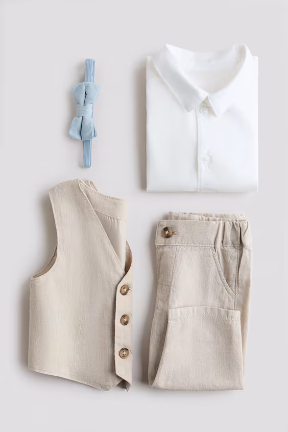 Набор изящного четырехэлементного костюма из льняного микса