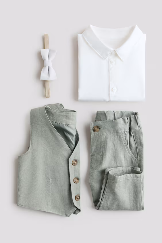 Набор изящного четырехэлементного костюма из льняного микса