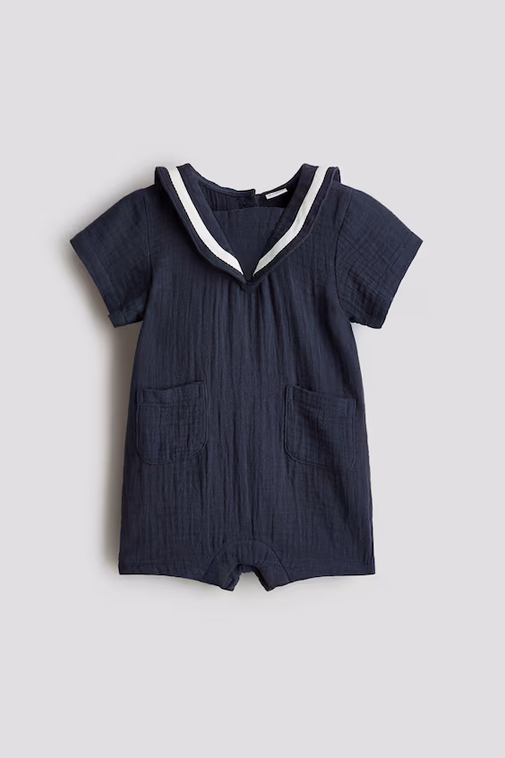 Фуфайка из муселина с морским воротником