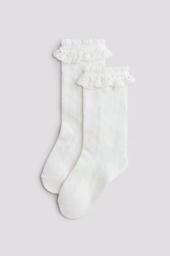 Носки выше колена с деталью банта