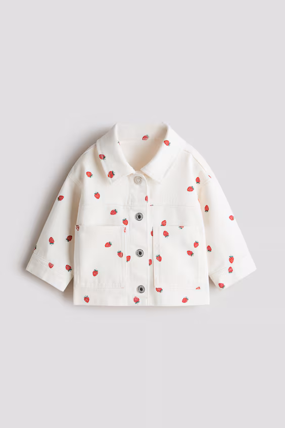 Утепленное пальто с принтом из хлопкового холста h&m