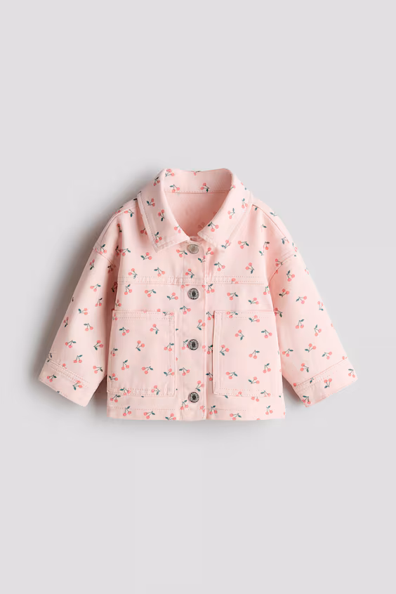 Утепленное пальто с принтом из хлопкового холста h&m