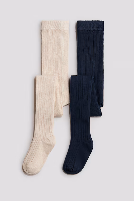 Набор из 2 колготок из ребристого трикотажа