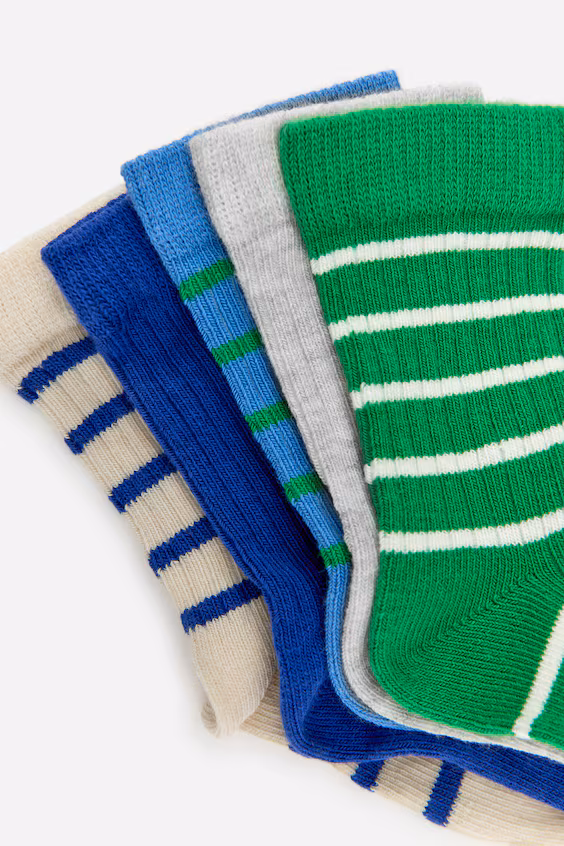 Детские носки из вязаного рубчика, 5 пар