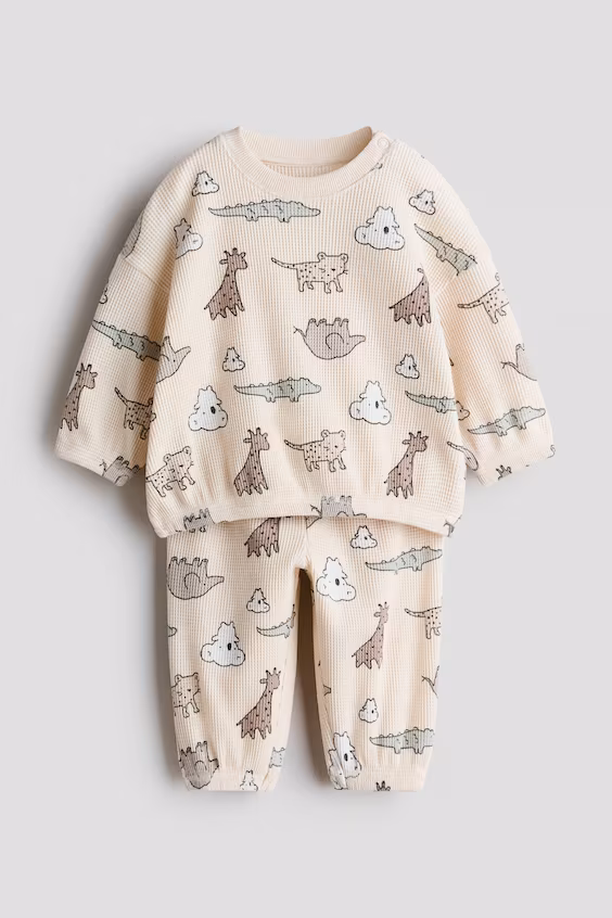 Комплект из 2 хлопковых предметов с принтом