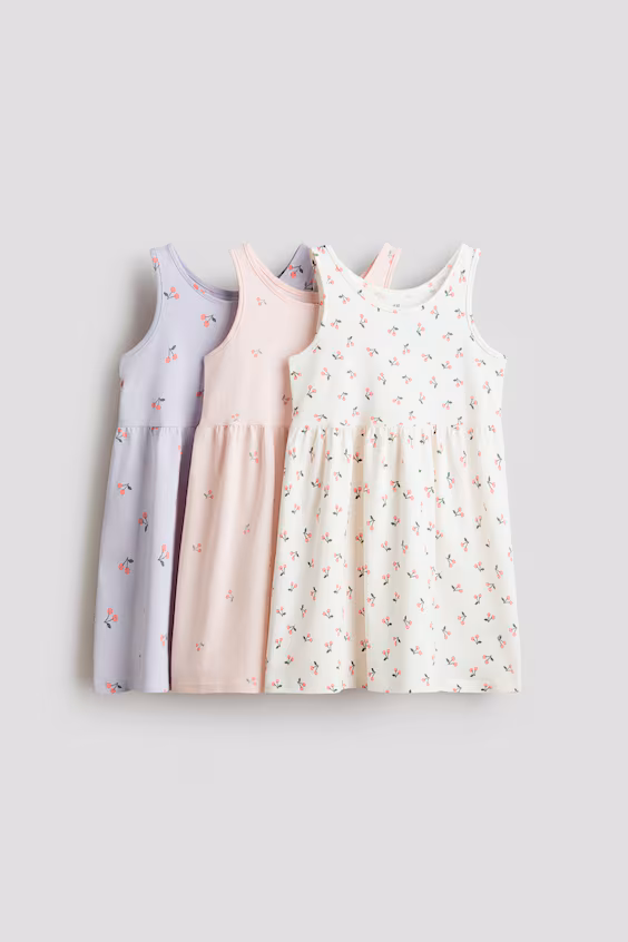 Набор из 3 платьев из хлопка с принтом