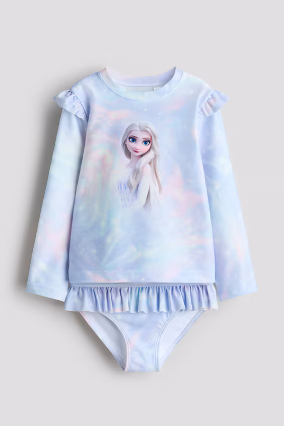 Купальный комплект с защитой от солнца upf 50 с принтом