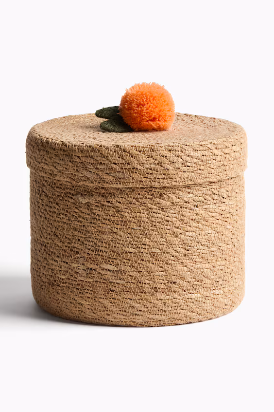 Коробка для хранения из морской травы с помпоном