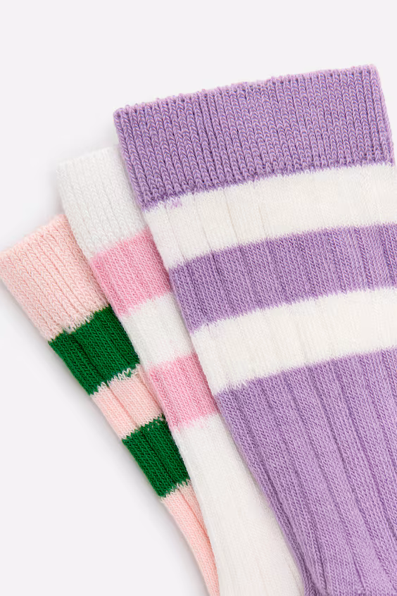 Комплект из 3 пар вязаных носков в рубчик