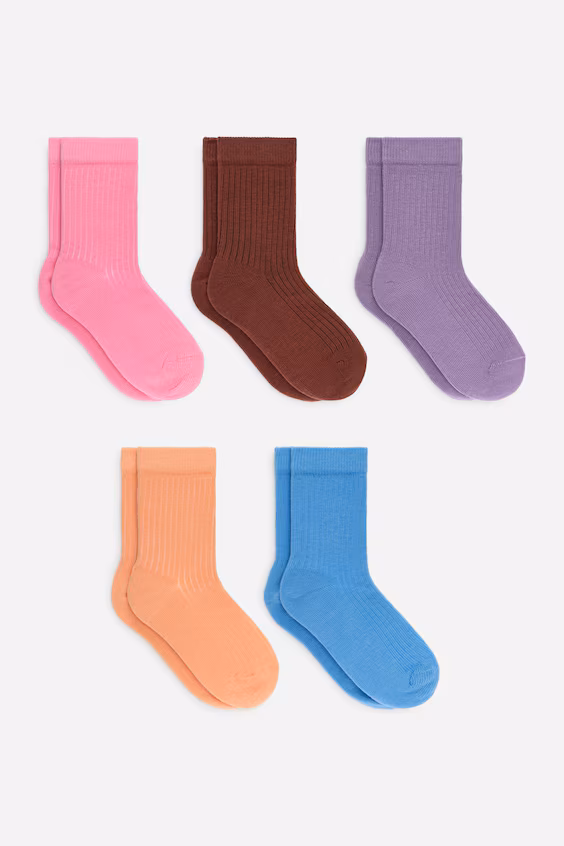 Набор носков из вязаного рубчика, 5 пар