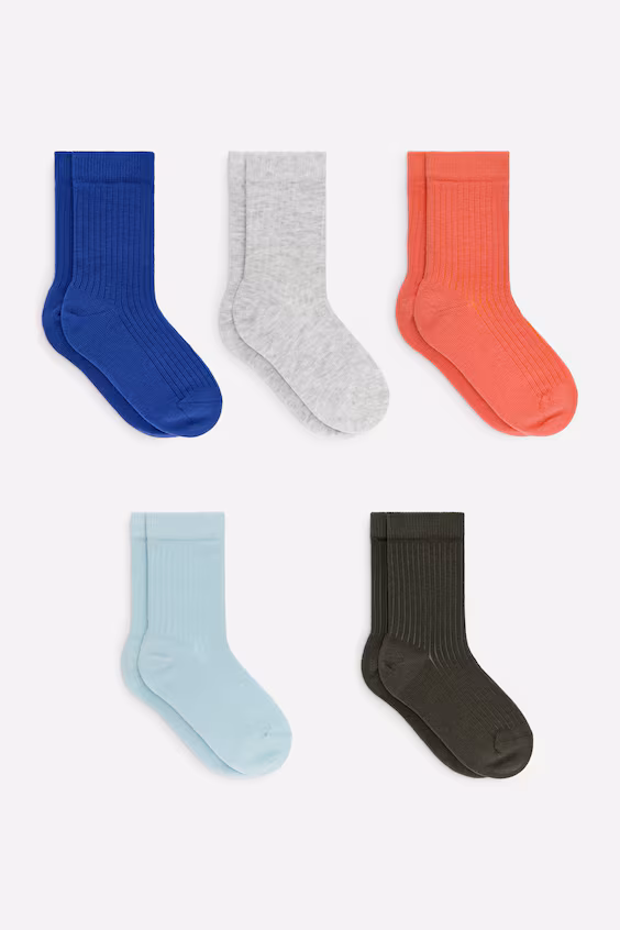 Набор носков из вязаного рубчика, 5 пар