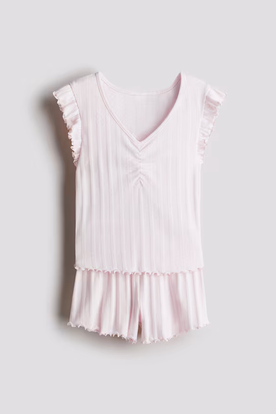 Пижама из хлопкового джерси с узором кружевного плетения