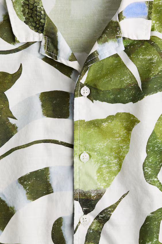 Рубашка в стиле курорт из хлопка с принтом