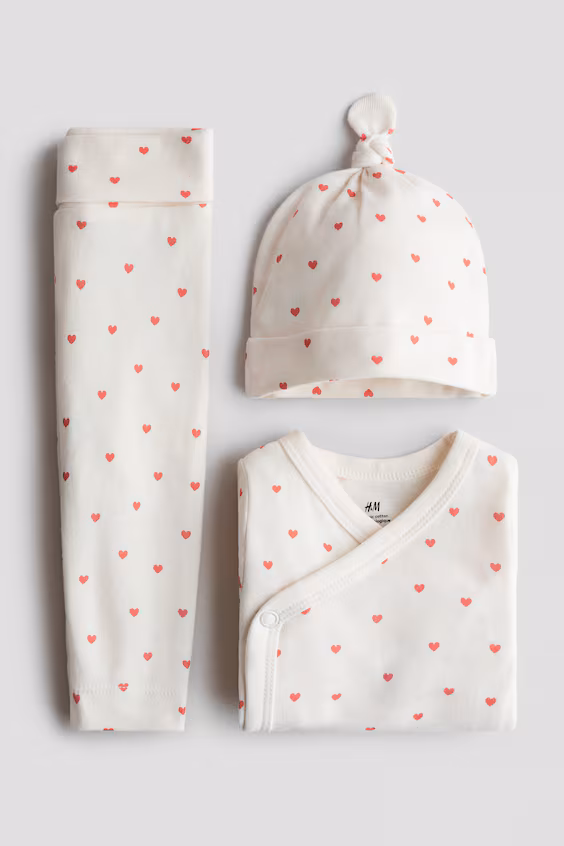 Набор из 3 хлопковых предметов одежды с принтом