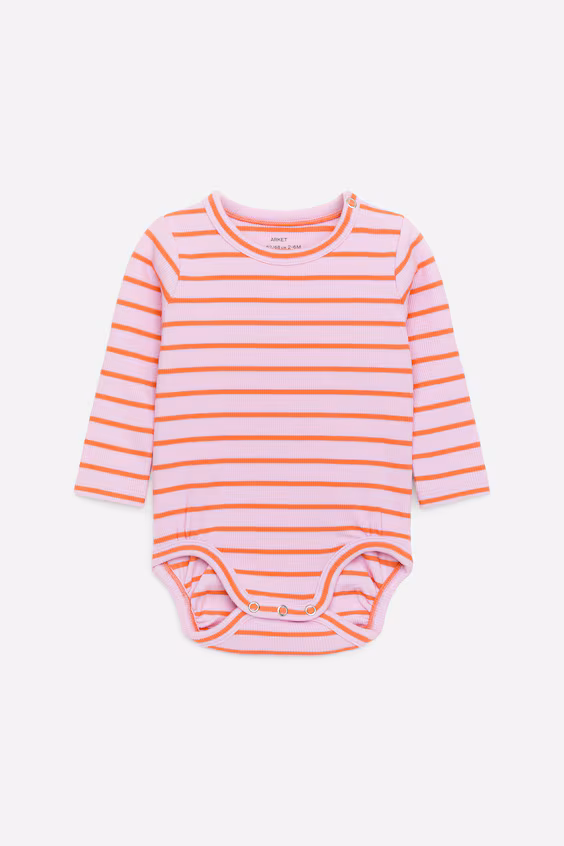 Боди с длинным рукавом в рубчике