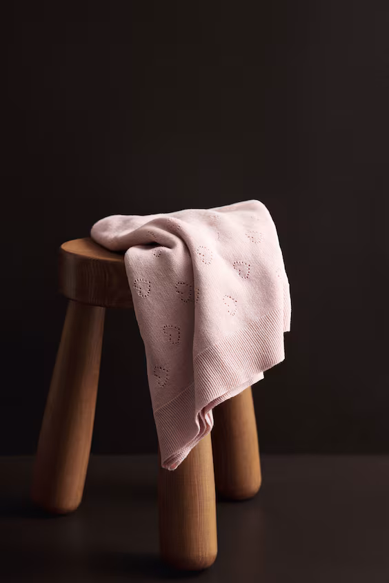 Плед для младенца из вязаного хлопкового полотна pointelle