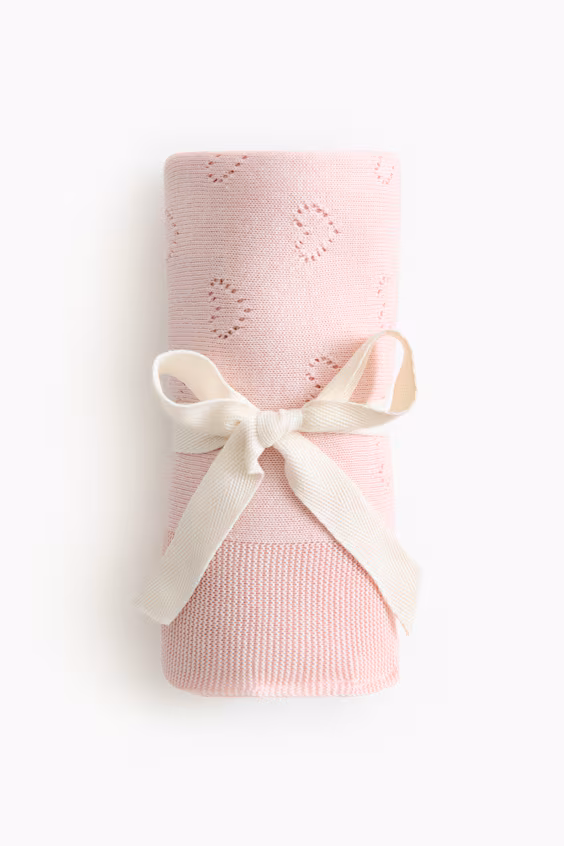 Плед для младенца из вязаного хлопкового полотна pointelle