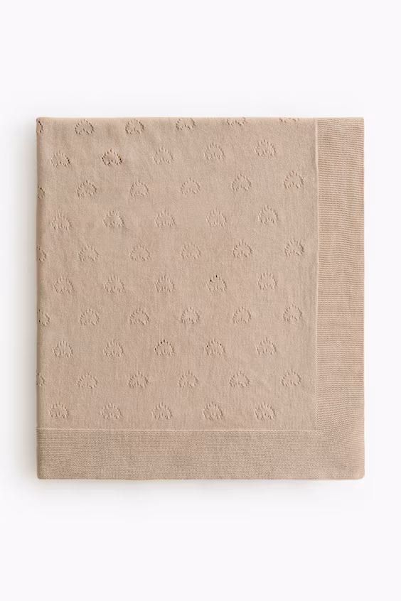 Плед для младенца из вязаного хлопкового полотна pointelle