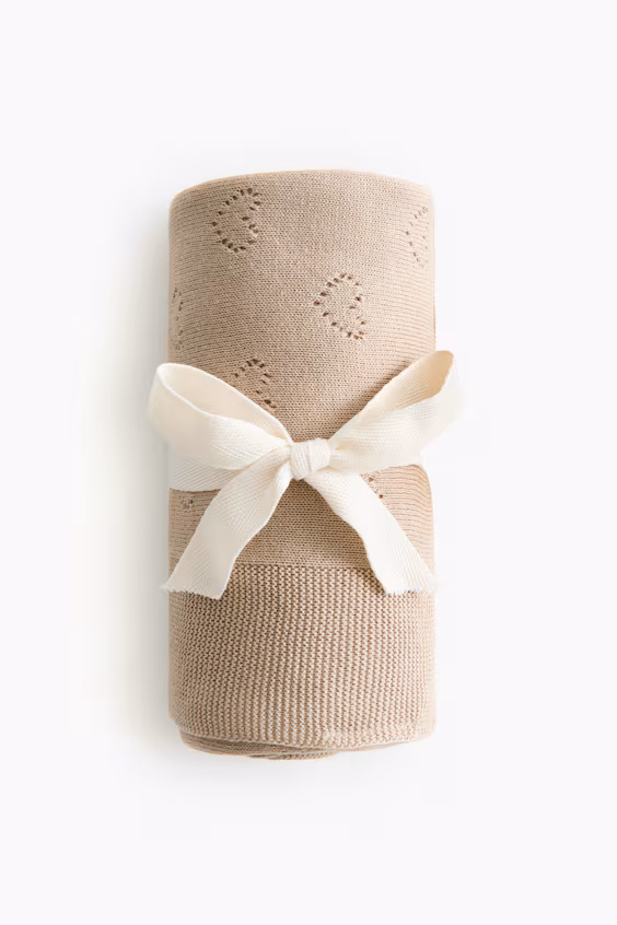 Плед для младенца из вязаного хлопкового полотна pointelle