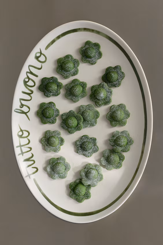 Большое поднос в бело-зеленом исполнении из фарфора